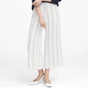 Banana Republic White Navy Pinstripe High-Rise Wide Leg Pants